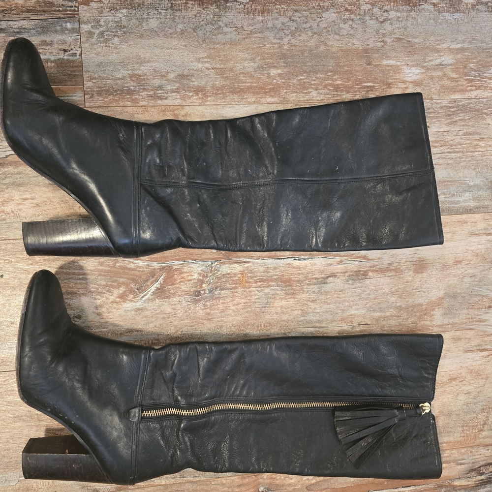 Coach Black Leather Heeled Boots